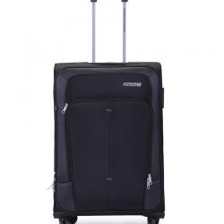 American Tourister Medium Between 61 Cm-69Cm, 4 Wheel Soft Black Crete Luggage Trolley