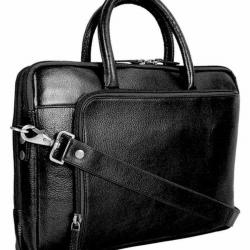 G Black Leather Genuine Office Bag