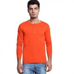 Youthen Solid Mens Henley Red T-Shirt