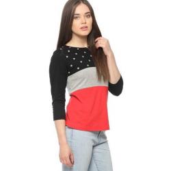 Vvoguish Casual 3/4th Sleeve Printed Womens Multicolor Top