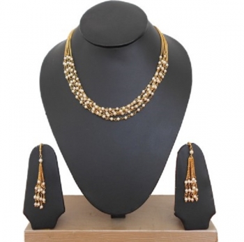 Riddhi Fashion Copper Jewel Set White, Gold