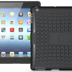 Heartly Flip Kick Stand Hard Dual Armor Hybrid Bumper Back Case Cover For Apple IPad Mini 2 And IPad Mini 3 Tablet With Retina Display - Black
