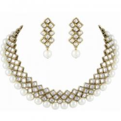 Karatcart Brass, Alloy Jewel Set Gold, White