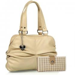 Butterflies Hand-held Bag Beige, Cream