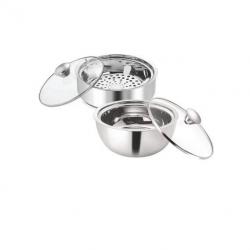 NanoNine Meal Serve S.S. Chapati-Curry Pot Combo1, Pack Of 2 Casserole Set