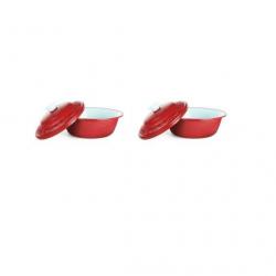 Cutting Edge Carnation Casserole, Set Of 2, 1800 Ml, Red Pack Of 2 Casserole Set