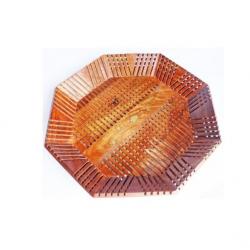 Vincy Octa Engraved Wood, Gold Plated Tray