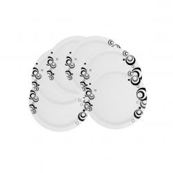Mehul 7 Inch Sonata D-2013 Black Bubbles Printed Melamine Plate Set