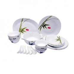 La Opala Fluted Green Pack Of 33 Dinner Set