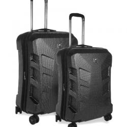 Swiss Military Set Of 2 Large & Medium Black Check-in Hard Luggage