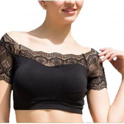 Black Lace Bra cum Readymade Blouse with sleeves Padded with Soft Cups