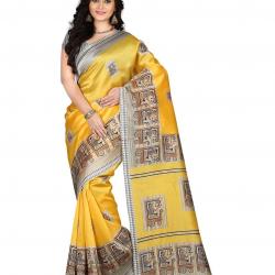 e-VASTRAM Womens Art Mysore Printed Silk NS3D_Yellow