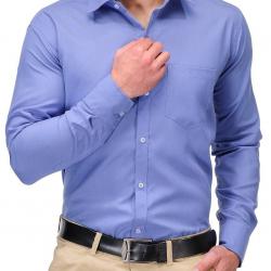 Formals by Koolpals-Cotton Blend Plain Shirt Office Blue Solid