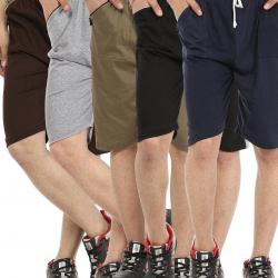 Gumber Pack of 5 Multicoloured Solid Shorts GE_VT_NKR_GRY_BLK_BLU_LBRN_BRN_5PC