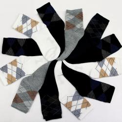 Camey Mens Ankle Socks Argyle Pack Of 12