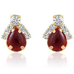 Oviya Charismatic Lure Crystal, Ruby Alloy, Brass Stud Earring
