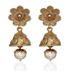 Arum Golden Alloy Jhumki Earring