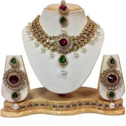 moKanc Alloy Jewel Set Maroon, Green