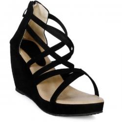 Tic Tac Toe Women Black Heels, Black
