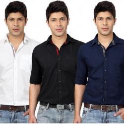 Top Notch Mens Solid Casual White, Black, Dark Blue Shirt