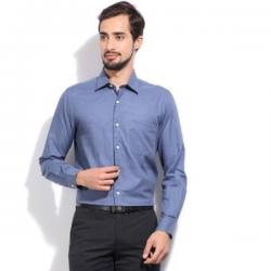 Arrow Mens Self Design Formal Blue Shirt