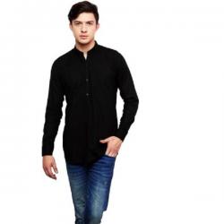 Dennis Lingo Mens Solid Casual Black Shirt