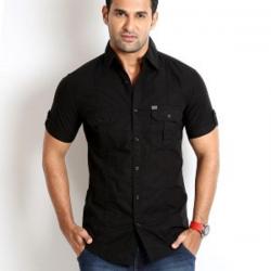 Rodid Mens Solid Casual Black Shirt