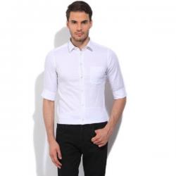 Integriti Mens Self Design Casual White Shirt