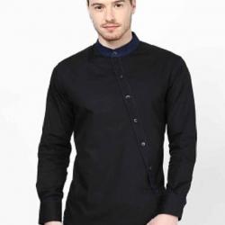 Dazzio Mens Solid Casual Black,Blue Shirt