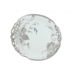 Addox Floral design silver polish Printed Bone China Plate