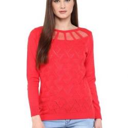 Skidlers Round Neck Self Design Womens Pullover